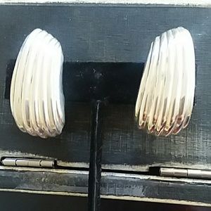 Sterling silver scallop clip earrings